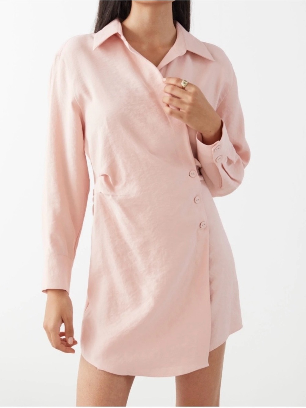 &Other Stories Pink Wrap-Style Long Sleeve Dress